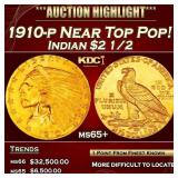 1910-p Gold Indian Quarter Eagle Near Top Pop! $2