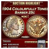 1904 Proof Barber Quarter Cololrfully Toned 25c pr