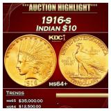 1916-s Gold Indian Eagle $10 ms64+ SEGS