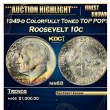 1949-d Roosevelt Dime Colorfully Toned TOP POP! 10