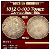 1812 Capped Bust Half Dollar O-103 Toned 50c ms62