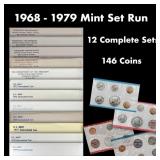 1968-1979 Mint Set Run 146 Coins 12 Complete Sets