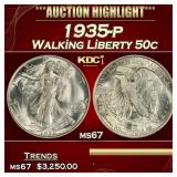 1935-p Walking Liberty Half Dollar 50c ms67 SEGS