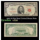 1963 $5 Red Seal United States Note Grades vf++