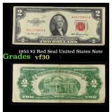 1953 $2 Red Seal United States Note Grades vf++