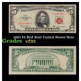 1963 $5 Red Seal United States Note Grades vf++