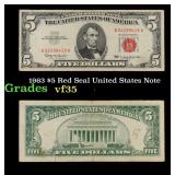 1963 $5 Red Seal United States Note Grades vf++