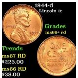 1944-d Lincoln Cent 1c Grades GEM++ RD