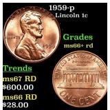 1959-p Lincoln Cent 1c Grades GEM++ RD