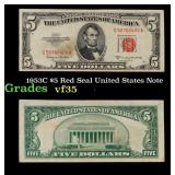 1953C $5 Red Seal United States Note Grades vf++