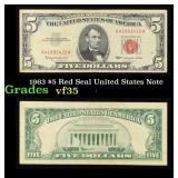 1963 $5 Red Seal United States Note Grades vf++