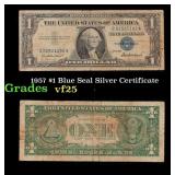 1957 $1 Blue Seal Silver Certificate Grades vf+