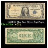 1935D $1 Blue Seal Silver Certificate Grades vf+