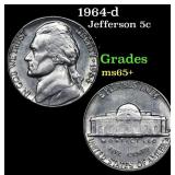 1964-d Jefferson Nickel 5c Grades GEM+ Unc