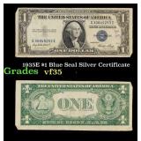 1935E $1 Blue Seal Silver Certificate Grades vf++