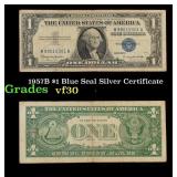 1957B $1 Blue Seal Silver Certificate Grades vf++