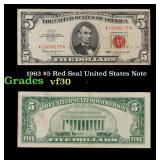 1963 $5 Red Seal United States Note Grades vf++