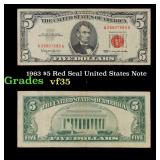 1963 $5 Red Seal United States Note Grades vf++