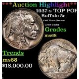 *Highlight* 1937-s Buffalo Nickel TOP POP! 5c ms68