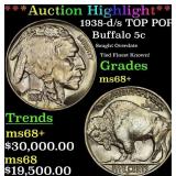 *Highlight* 1938-d/s Buffalo Nickel TOP POP! 5c ms