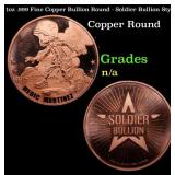 1oz .999 Fine Copper Bullion Round - Soldier Bulli