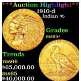 *Highlight* 1910-d Gold Indian Half Eagle $5 GEM+