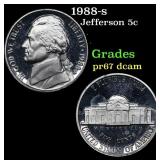 1988-s Proof Jefferson Nickel 5c Grades GEM++ Proo