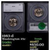 1983-d Washington Quarter 25c ms66+ SEGS