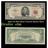 1963 $5 Red Seal United States Note Grades vf++