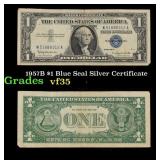 1957B $1 Blue Seal Silver Certificate Grades vf++