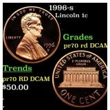 1996-s Proof Lincoln Cent 1c pr70 rd DCAM SEGS