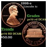 1998-s Proof Lincoln Cent 1c pr70 rd DCAM SEGS