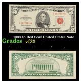 1963 $5 Red Seal United States Note Grades vf++