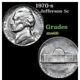 1970-s Jefferson Nickel 5c Grades GEM+ Unc