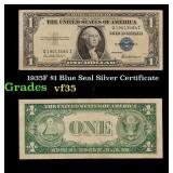 1935F $1 Blue Seal Silver Certificate Grades vf++