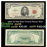 1963 $5 Red Seal United States Note Grades Choice