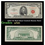 1963 $5 Red Seal United States Note Grades xf+