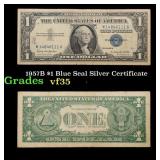 1957B $1 Blue Seal Silver Certificate Grades vf++