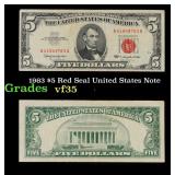 1963 $5 Red Seal United States Note Grades vf++