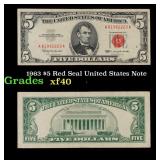 1963 $5 Red Seal United States Note Grades xf