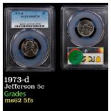 PCGS 1973-d Jefferson Nickel 5c ms62 5fs PCGS