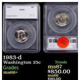 1983-d Washington Quarter 25c ms66+ SEGS