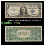 1957 $1 Blue Seal Silver Certificate Grades vf++