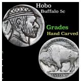 Hobo Buffalo Nickel 5c Grades Hand Carved