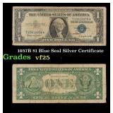 1957B $1 Blue Seal Silver Certificate Grades vf+