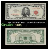 1963 $5 Red Seal United States Note Grades vf++