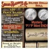 28- 20 Coin SEARS Peace Silver $1 Roll Circ Myster