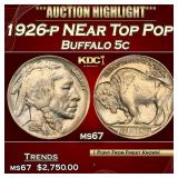 1926-p Buffalo Nickel NEar Top Pop! 5c ms67 SEGS