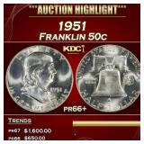 1951 Proof Franklin Half Dollar 50c pr66+ SEGS