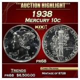 1938 Proof Mercury Dime 10c pr68 SEGS